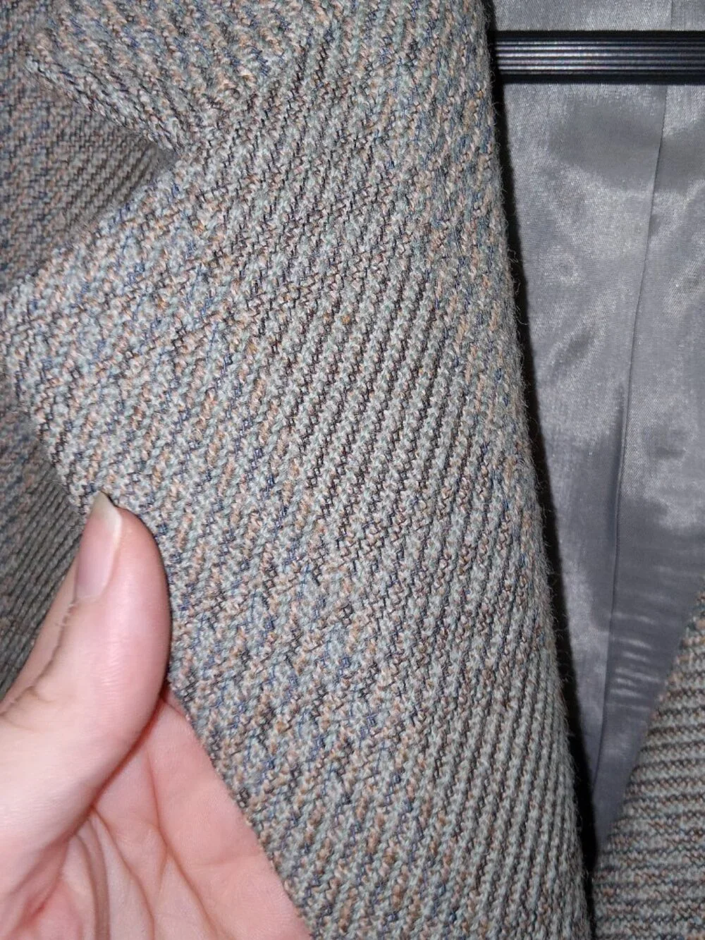 Vintage Linda Allard Ellen Tracy Wool Tweed Skirt Suit Set Womens 14 Gray Career